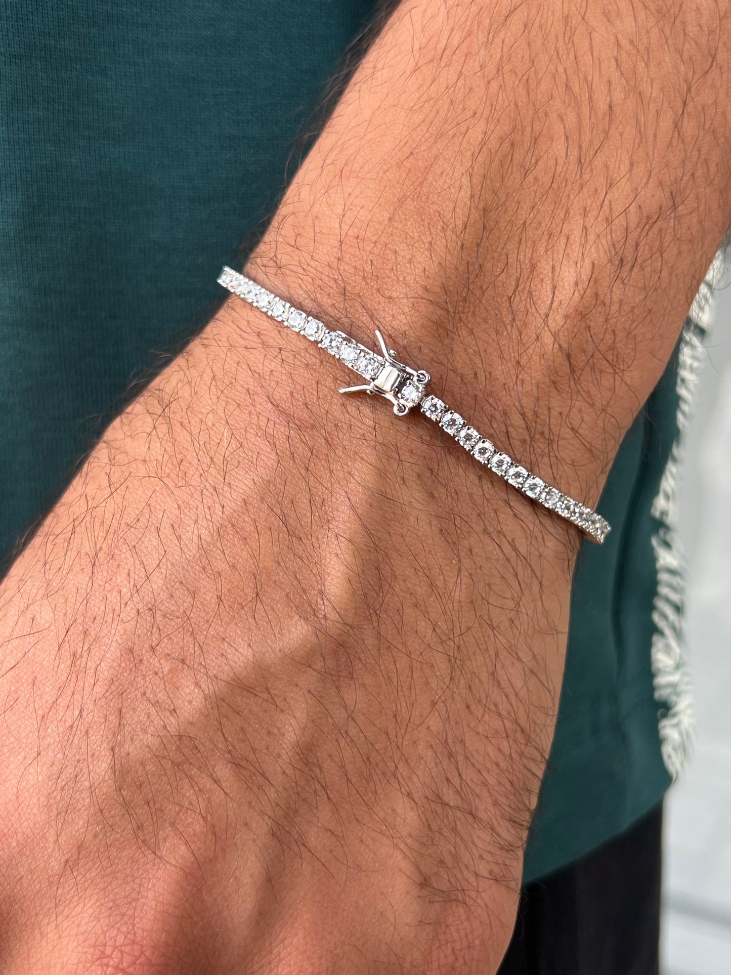 Clear Thick Box Tennis for Men's Sterling Silver 925s