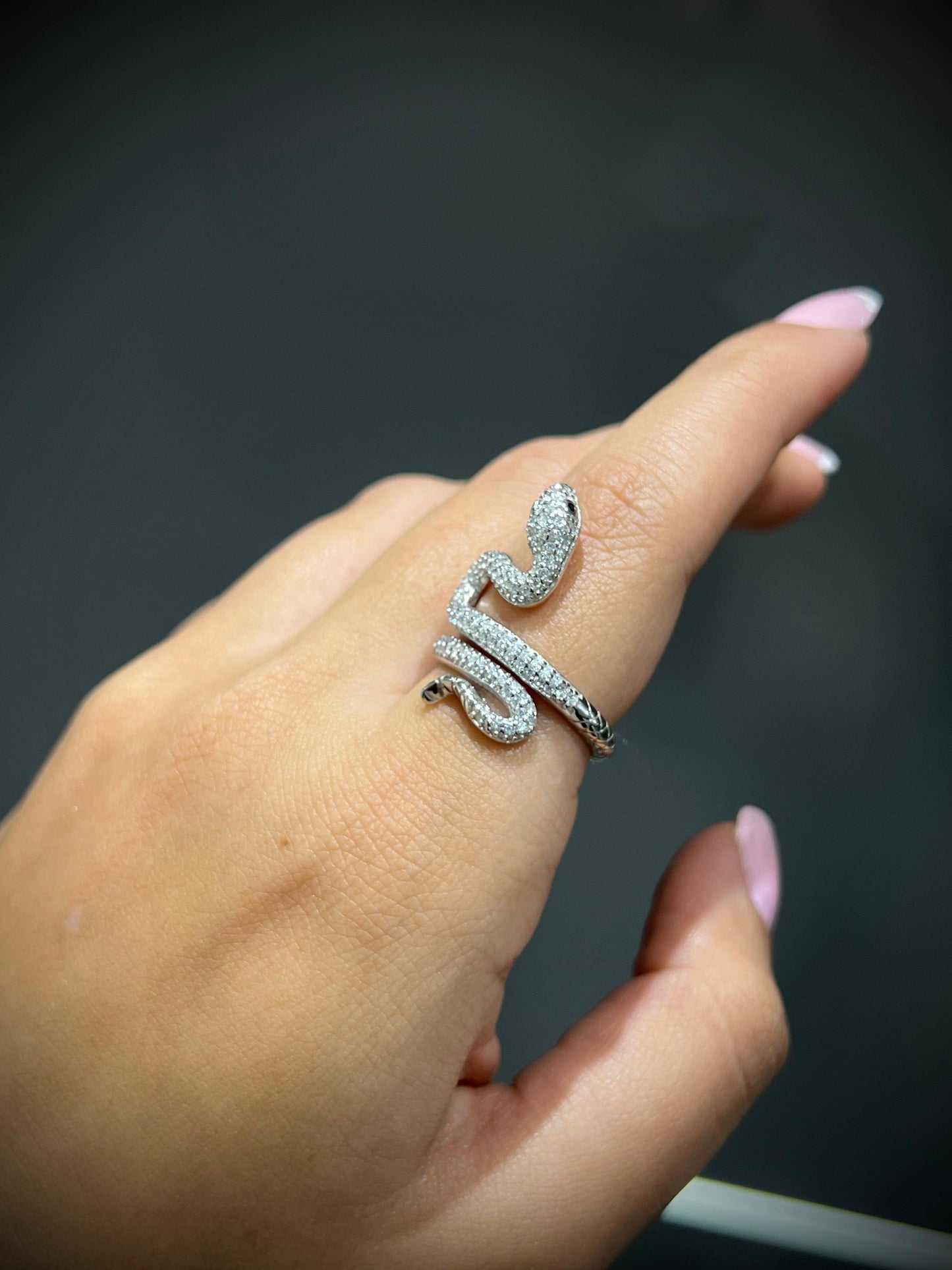 Snake Ring Zirconia in Sterling Silver -925