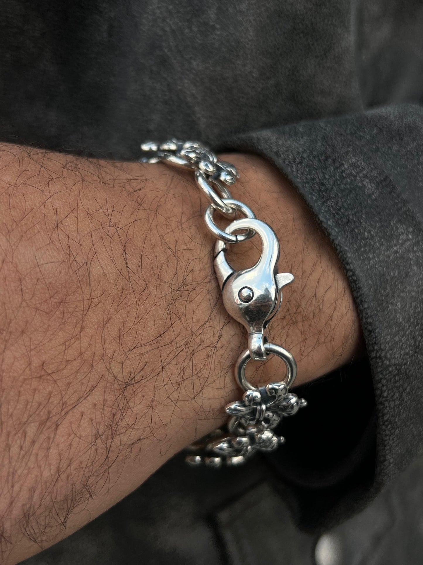 Fleur-de-lis bracelet-in Sterling Silver 925s| 20cm-18mm