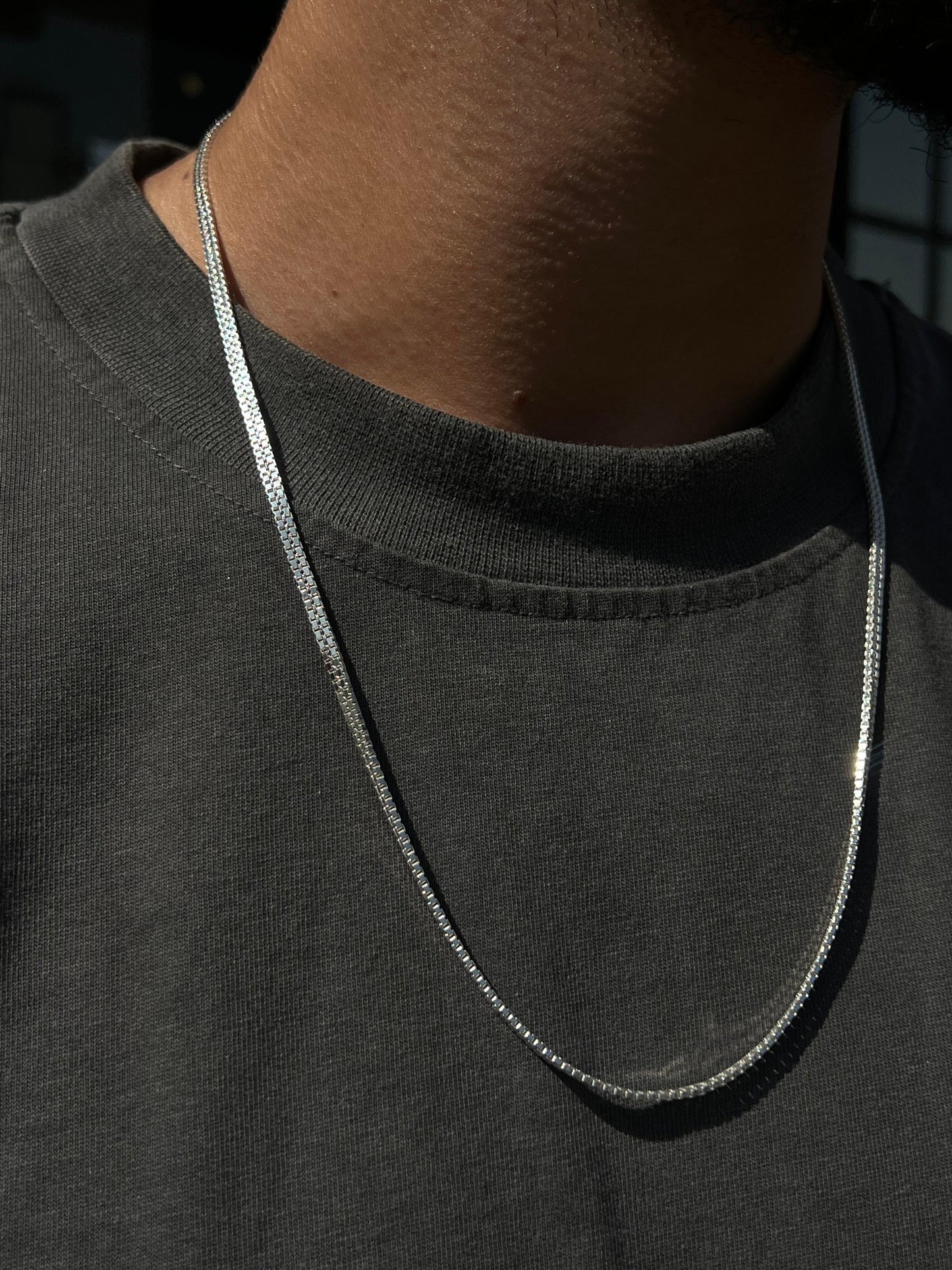 Double box Chain For Men Sterling Silver925-(29cm-3mm)