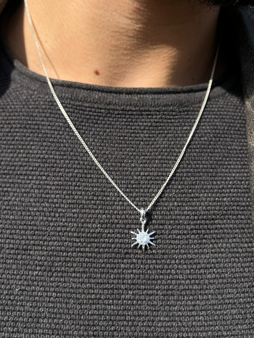 Sun Necklace for Men's Sterling Silver 925s