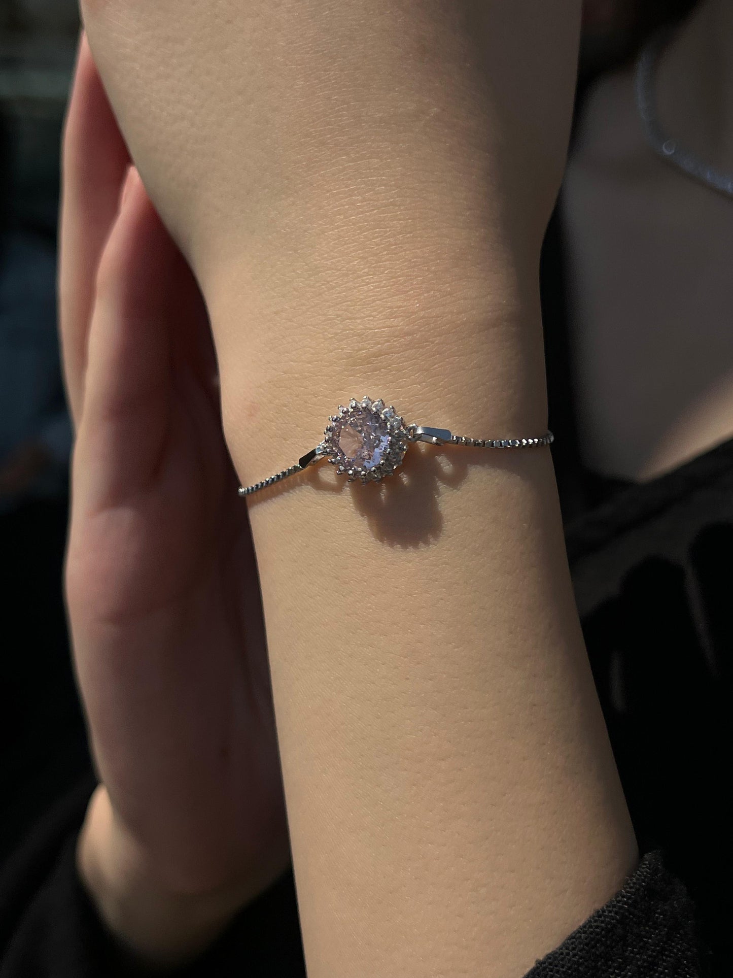 pink Zirconia Bracelet -in Sterling Silver -925