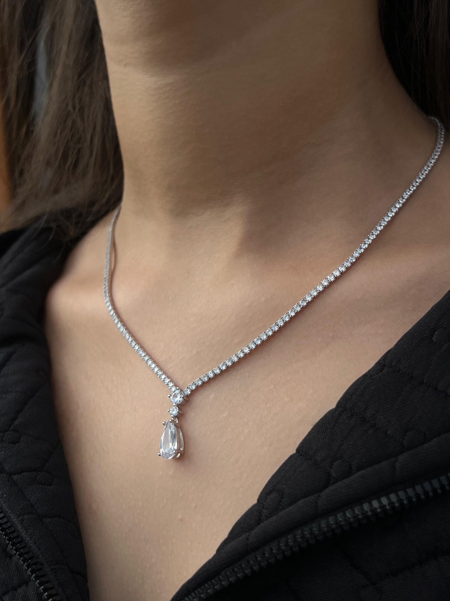 Fancy Tear Drop Tennis pure silver S925