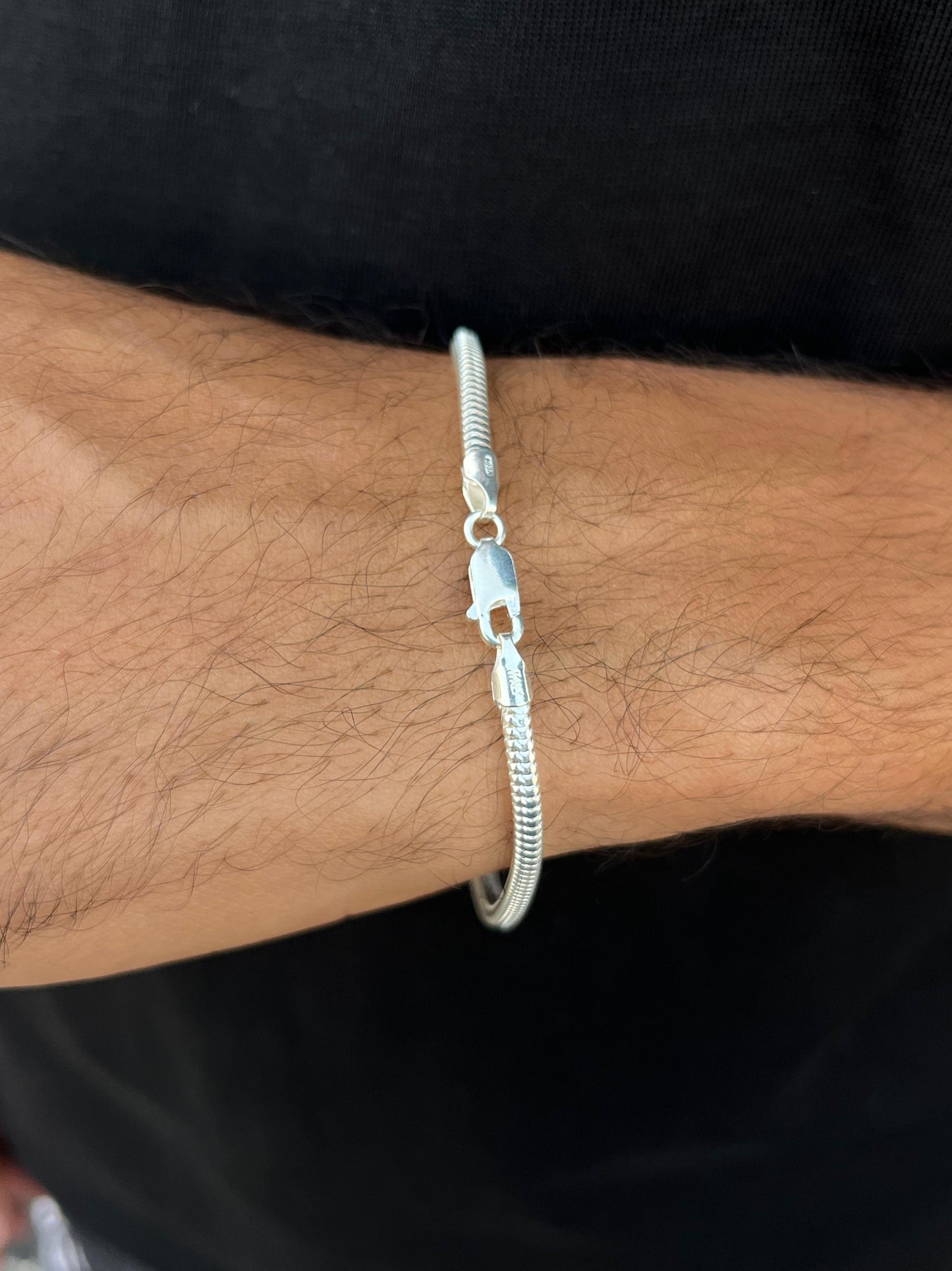 Zipper Bracelet for Men's Sterling Silver 925s-(4mm-21cm)