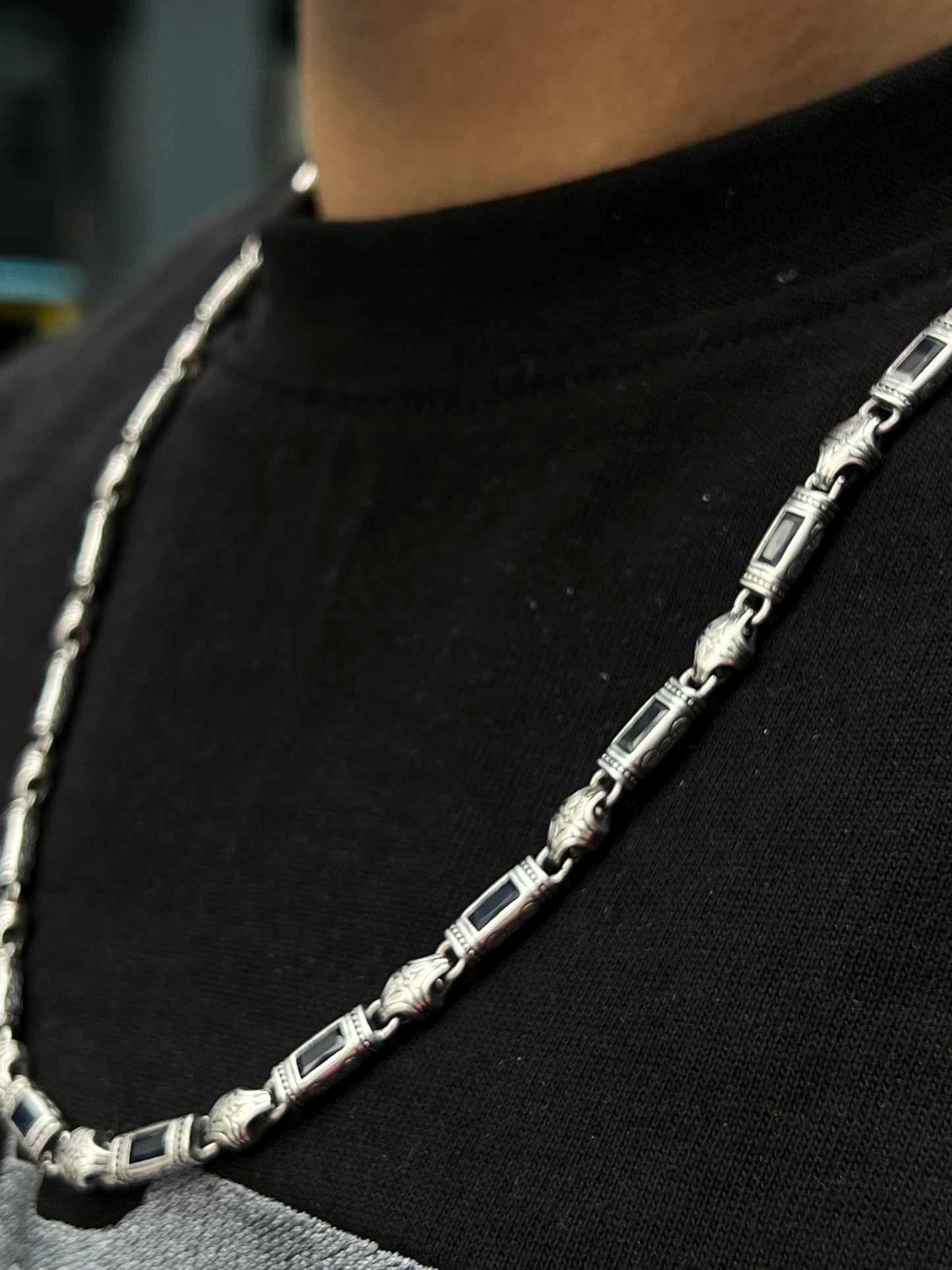 Navy Guardian Necklace For Men Sterling Silver - 925