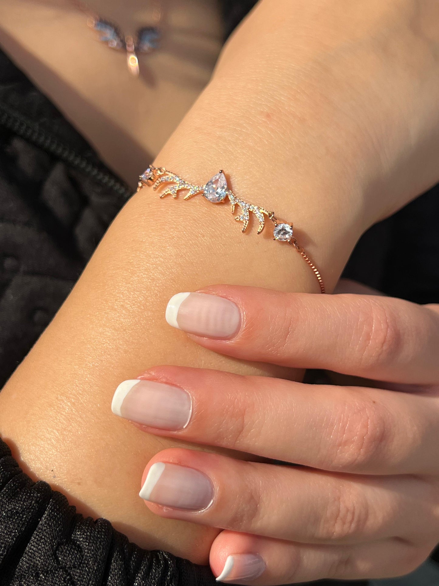 Rose Gold Aurora Antler Bracelet -in Sterling Silver -925