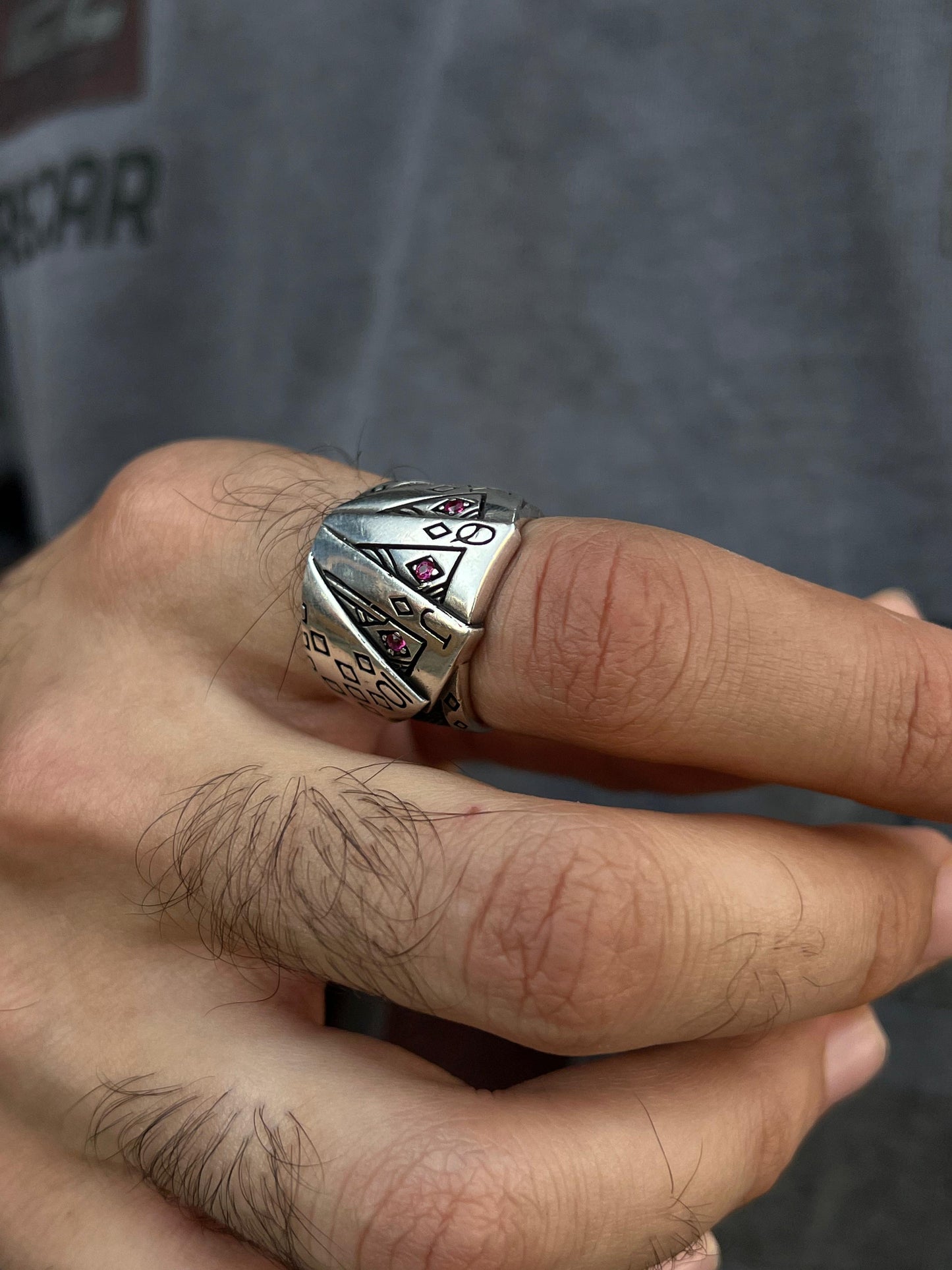 Poker Cards Ring -for Men's Sterling Silver 925s