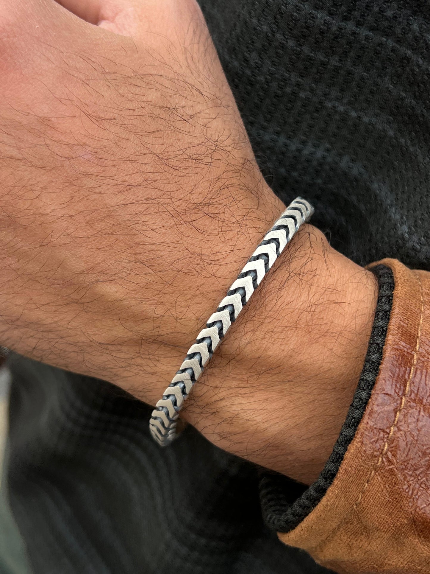 Cubic Arrow bracelet-for Men's Sterling Silver 925s (20cm-6mm)