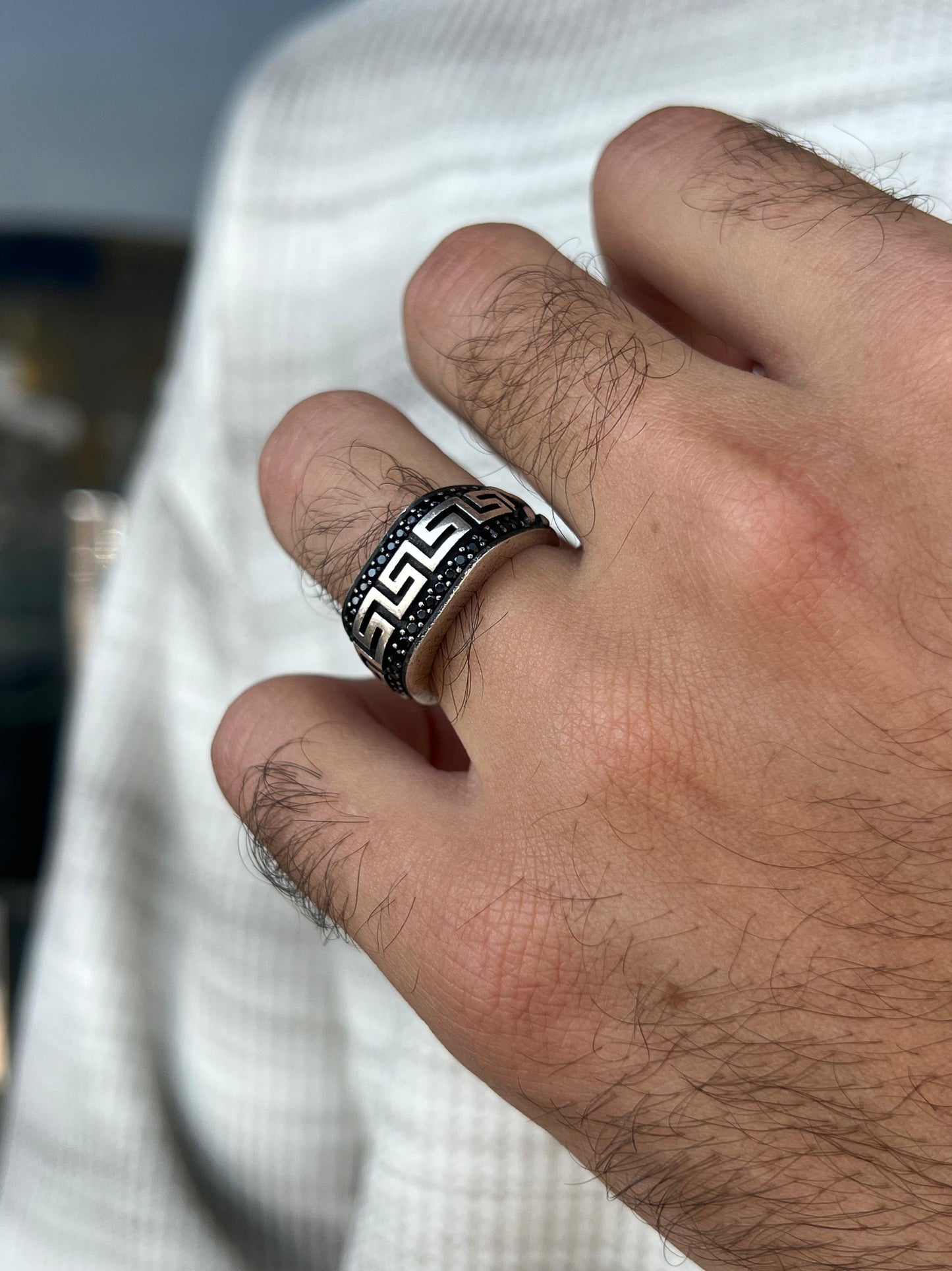 Black Zirconia Versace Ring in Sterling Silver 925s