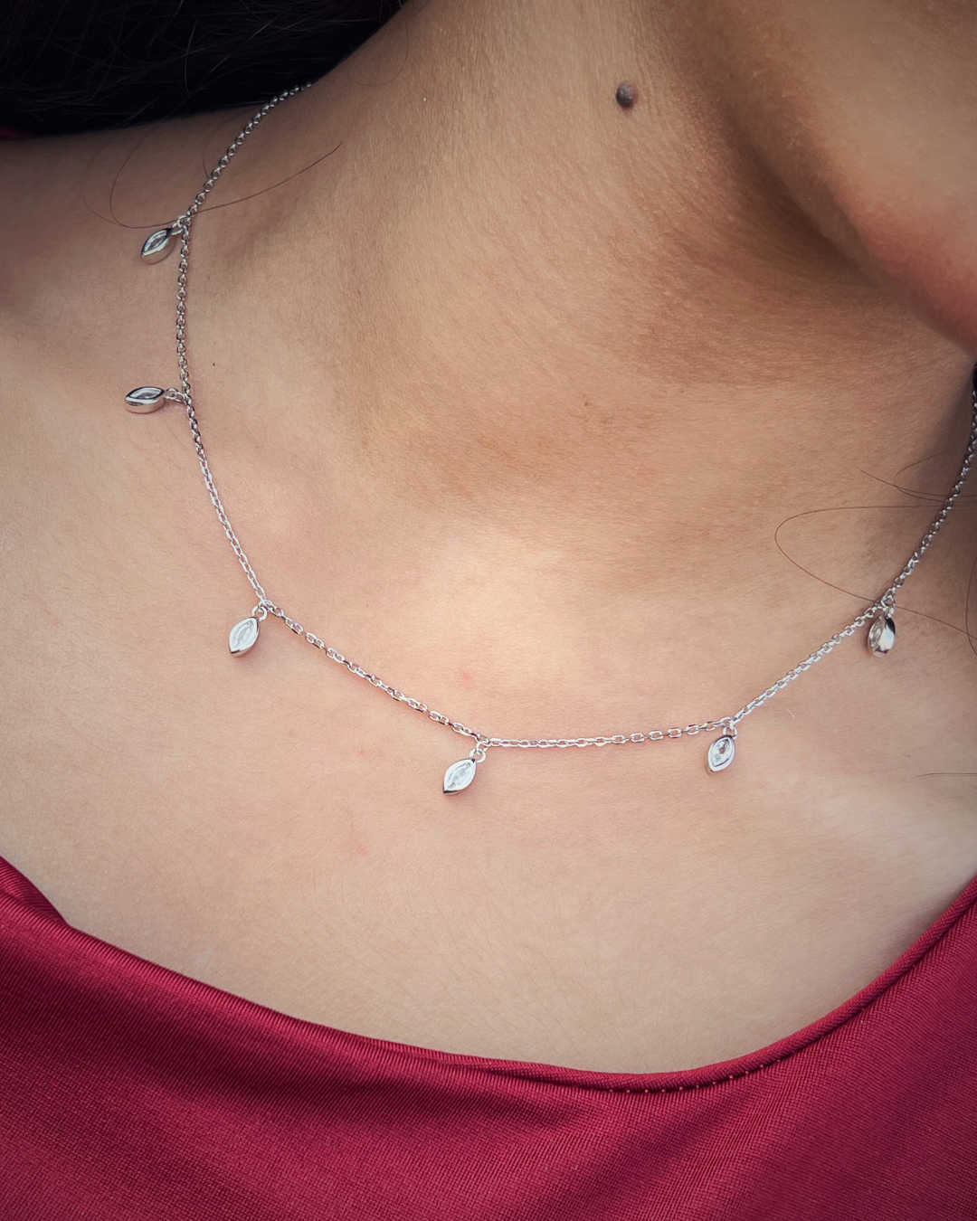 Multi Chevron Zirconia charms Necklace - S925