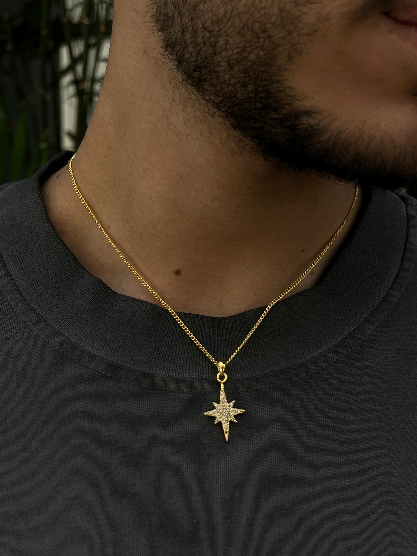 GOLD Plated North Star Necklace for Men's Sterling Silver 925s