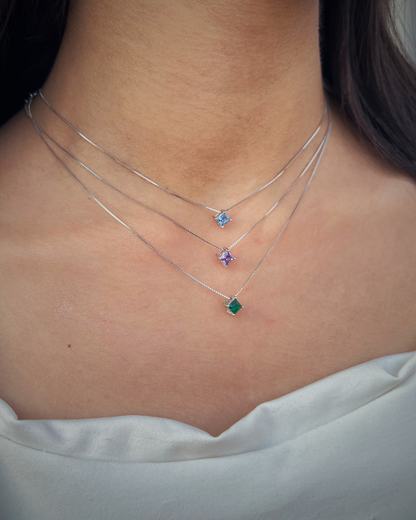 Color Pop Cubic Necklace – Italian sterling Silver Necklace-925s