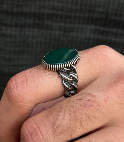 Green Oxized Ring -Pure Sterling Silver 925s