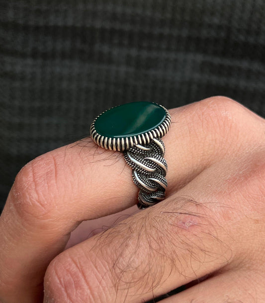 Green Oxized Ring -Pure Sterling Silver 925s