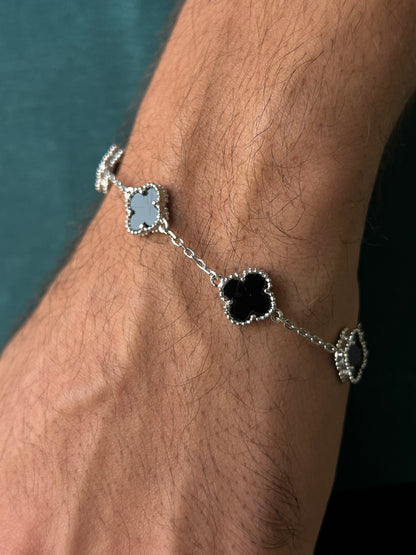 Medium Slim، Men’s 5 Van Cleef & Arpels Black Onyx Bracelet in Italian Silver S925