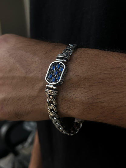 Majestic blue zirconia Bracelet S925 Sterling Silver for men
