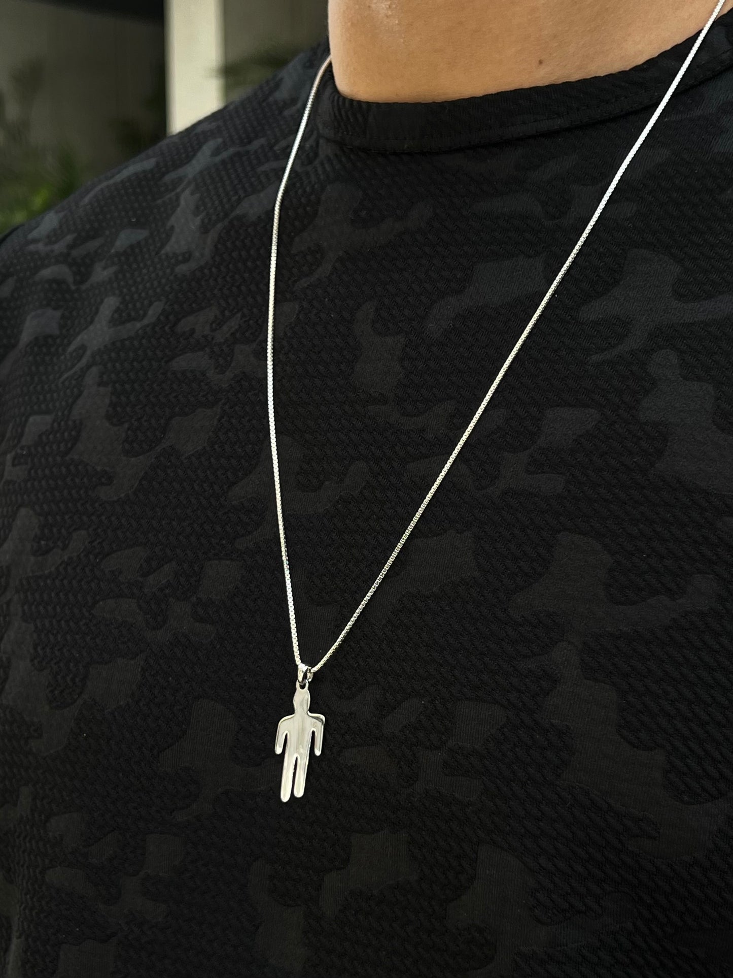 Minimal Human Figure Necklace for Men's Sterling Silver 925s