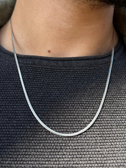 Blocked Grommet Necklace For Men Sterling Silver 925- (54cm,3mm)