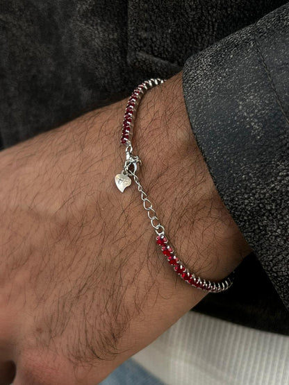 Red Spinel Tennis Bracelet Sterling Silver 925s