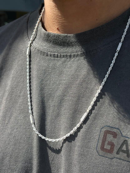 Twisted iced Necklace For Men Sterling Silver925-(64cm)