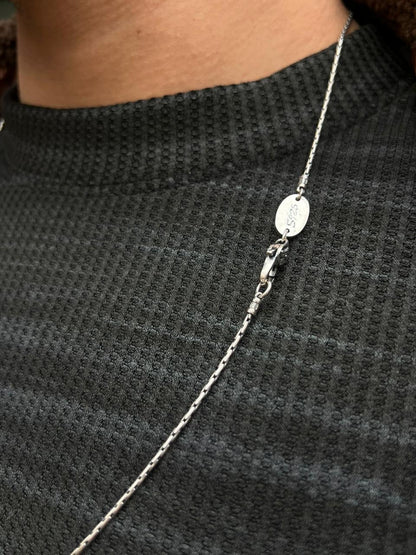 Decent Rune Necklace-Pure Sterling Silver 925s-(64cm-2mm)