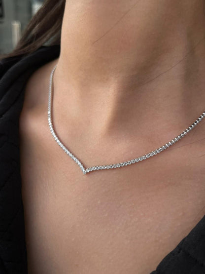 Elegant Clear Tennis Necklace - Italian sterling Silver-925s