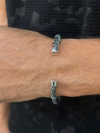 Handmade Wire Bangle for Men's Sterling Silver 925s