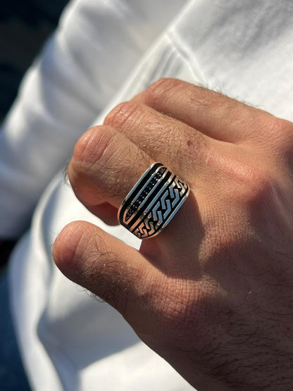 Twisted Black Zirconia Ring -Sterling Silver 925s