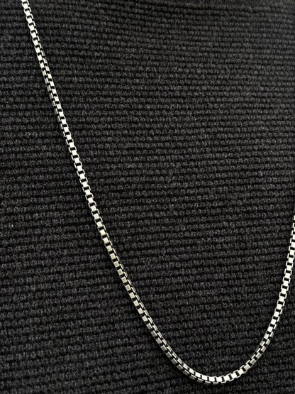 Medium Box Necklace For Men Sterling Silver - 925