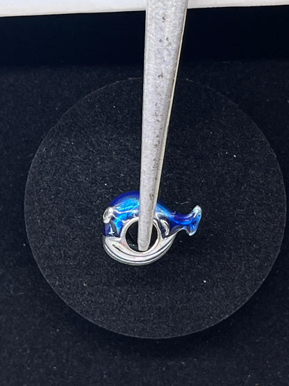 925 Silver Blue Shimmering Narwhal Charm