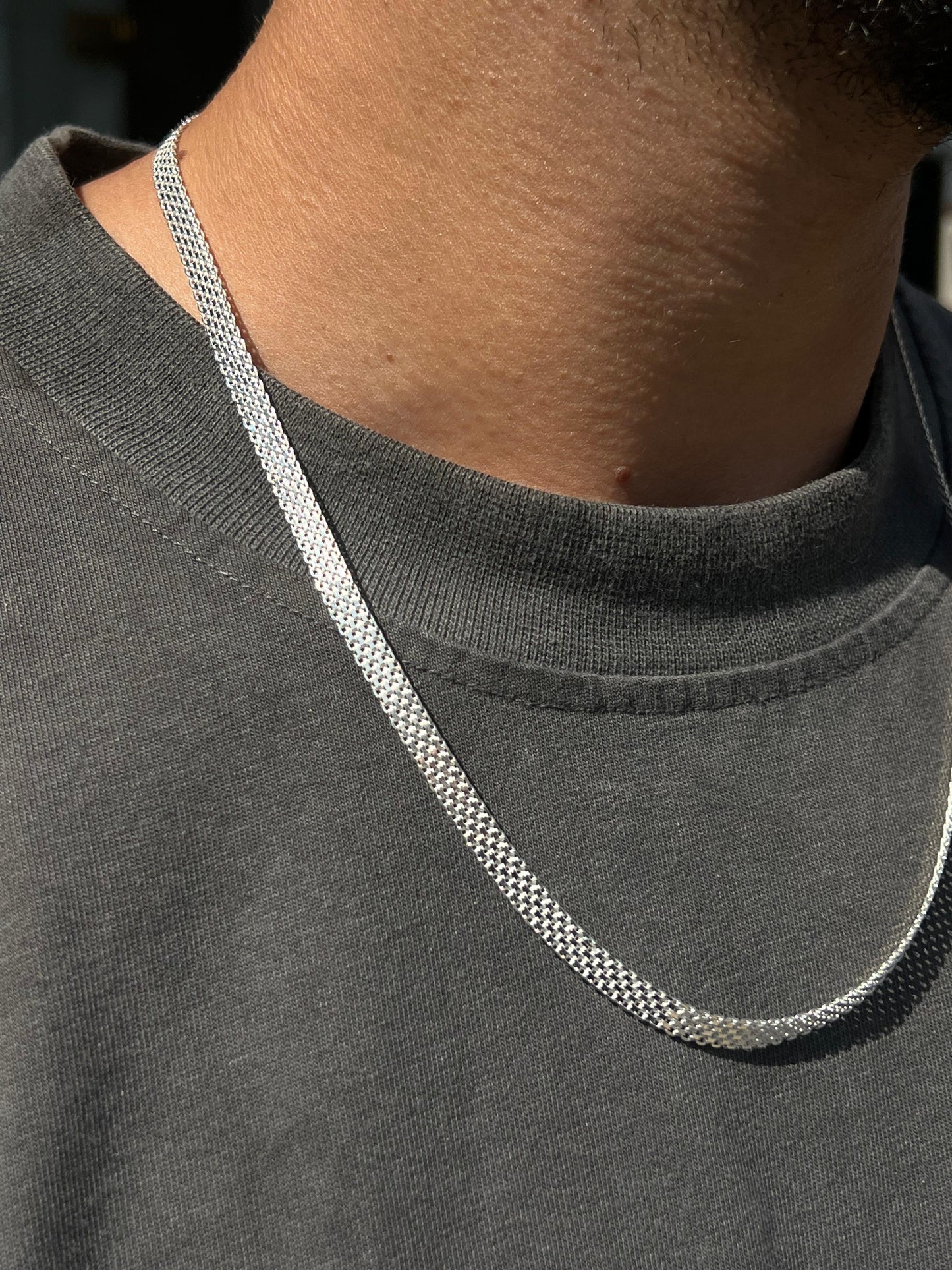 6mm Bismark Necklace For Men Sterling Silver925-(54cm)