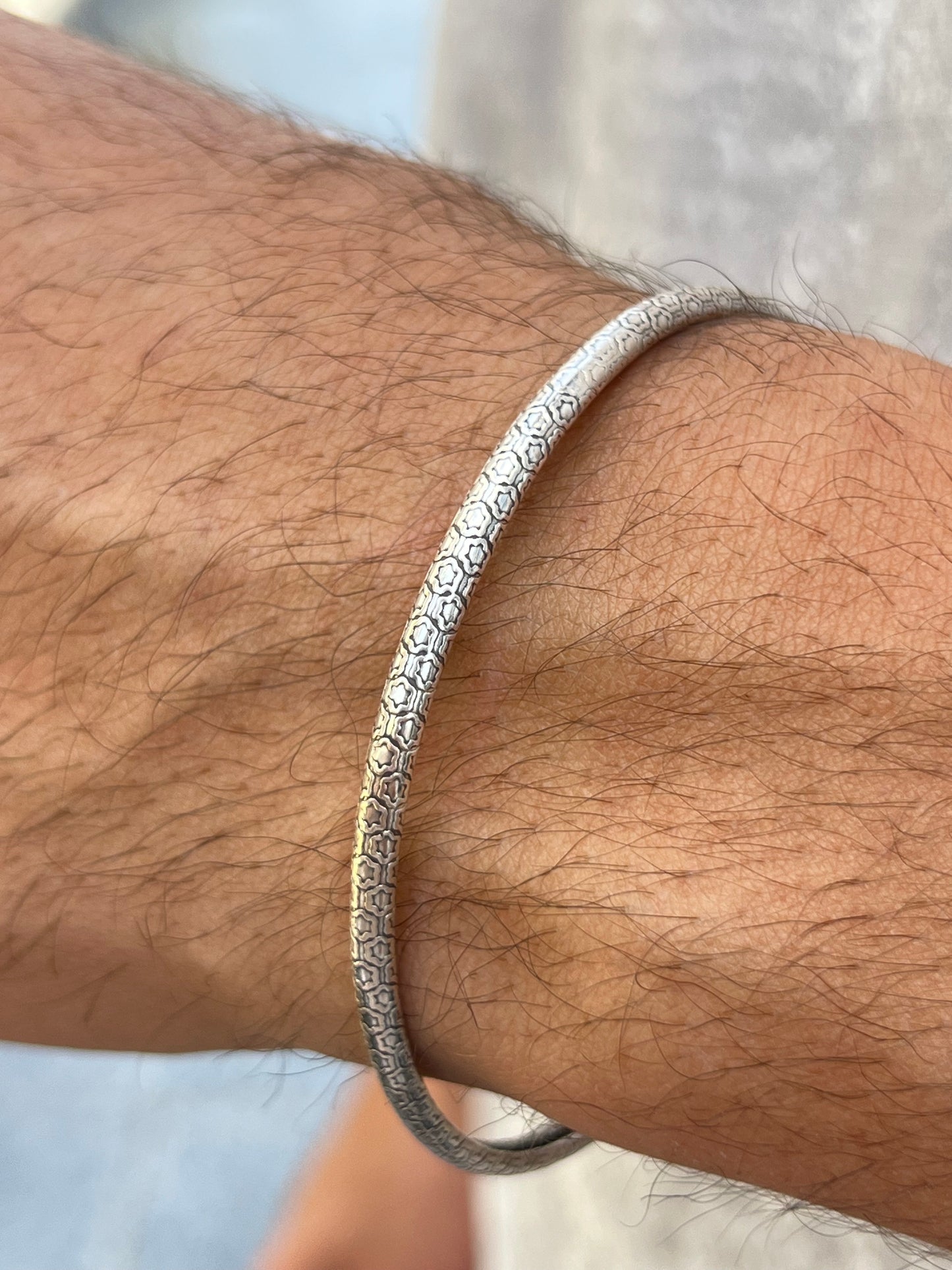 Hexagon S925 Sterling Silver bangle for men