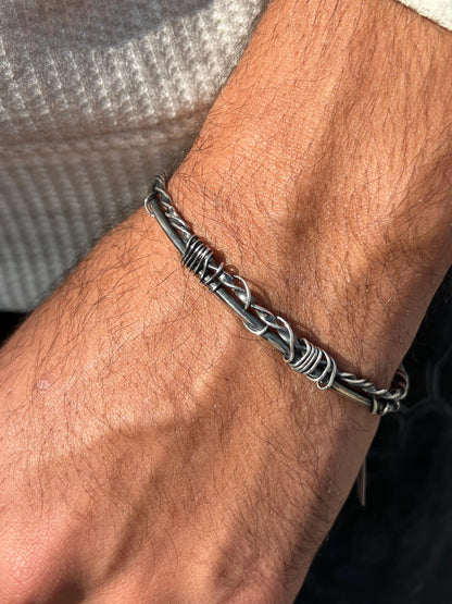 Handmade Savage Wire Bangle Sterling Silver 925s