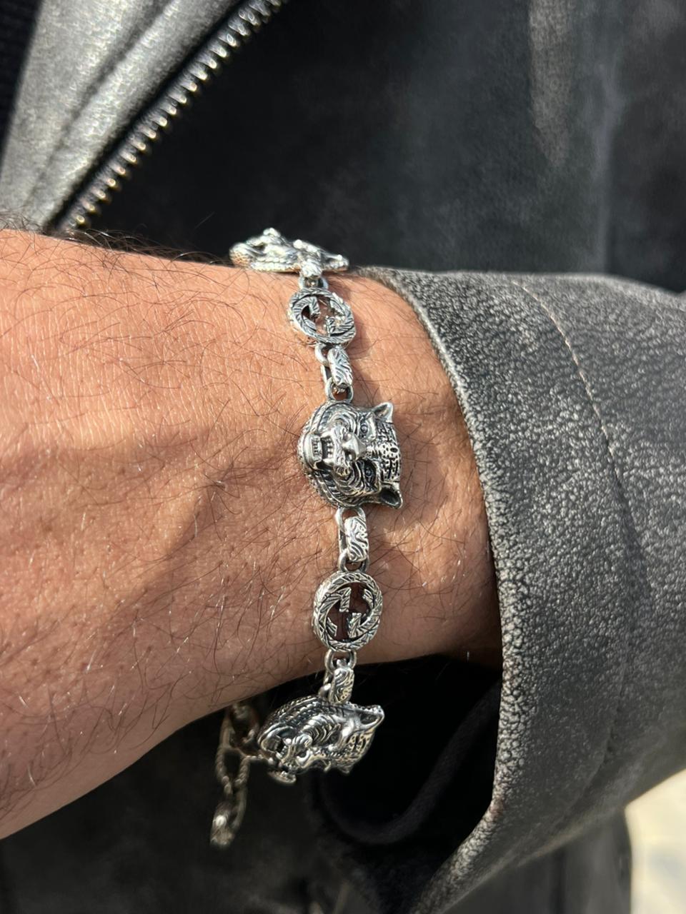 Rare⚠️Gucci Garden Feline Heads bracelet-in Sterling Silver 925s| 17cm+5cm Extension