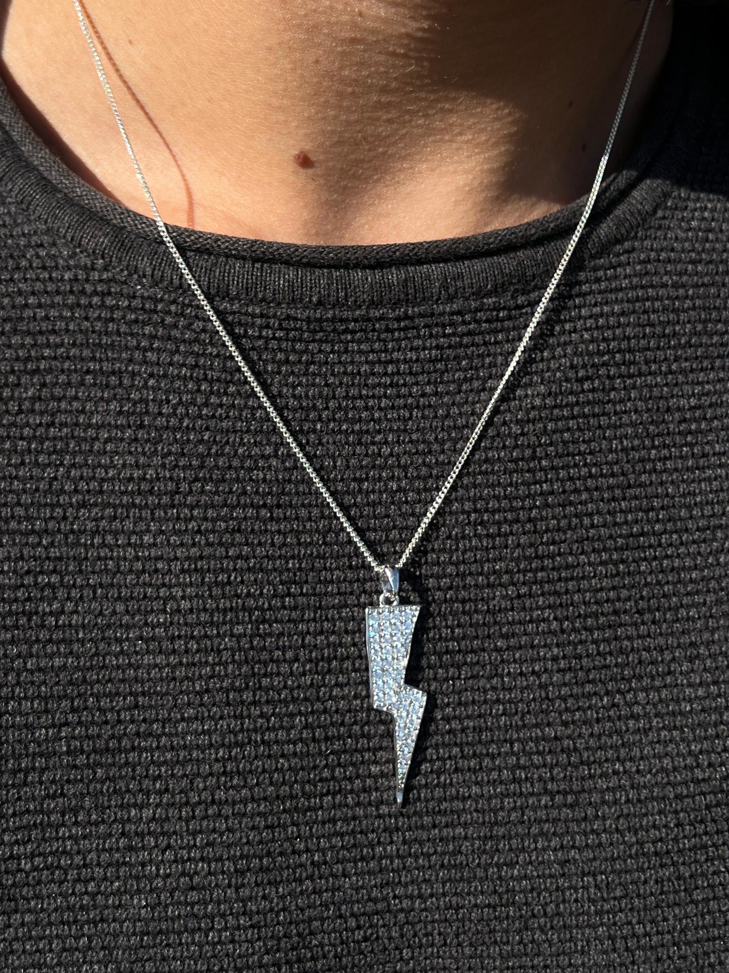 Zirconia Volt Necklace for Men's Sterling Silver 925s