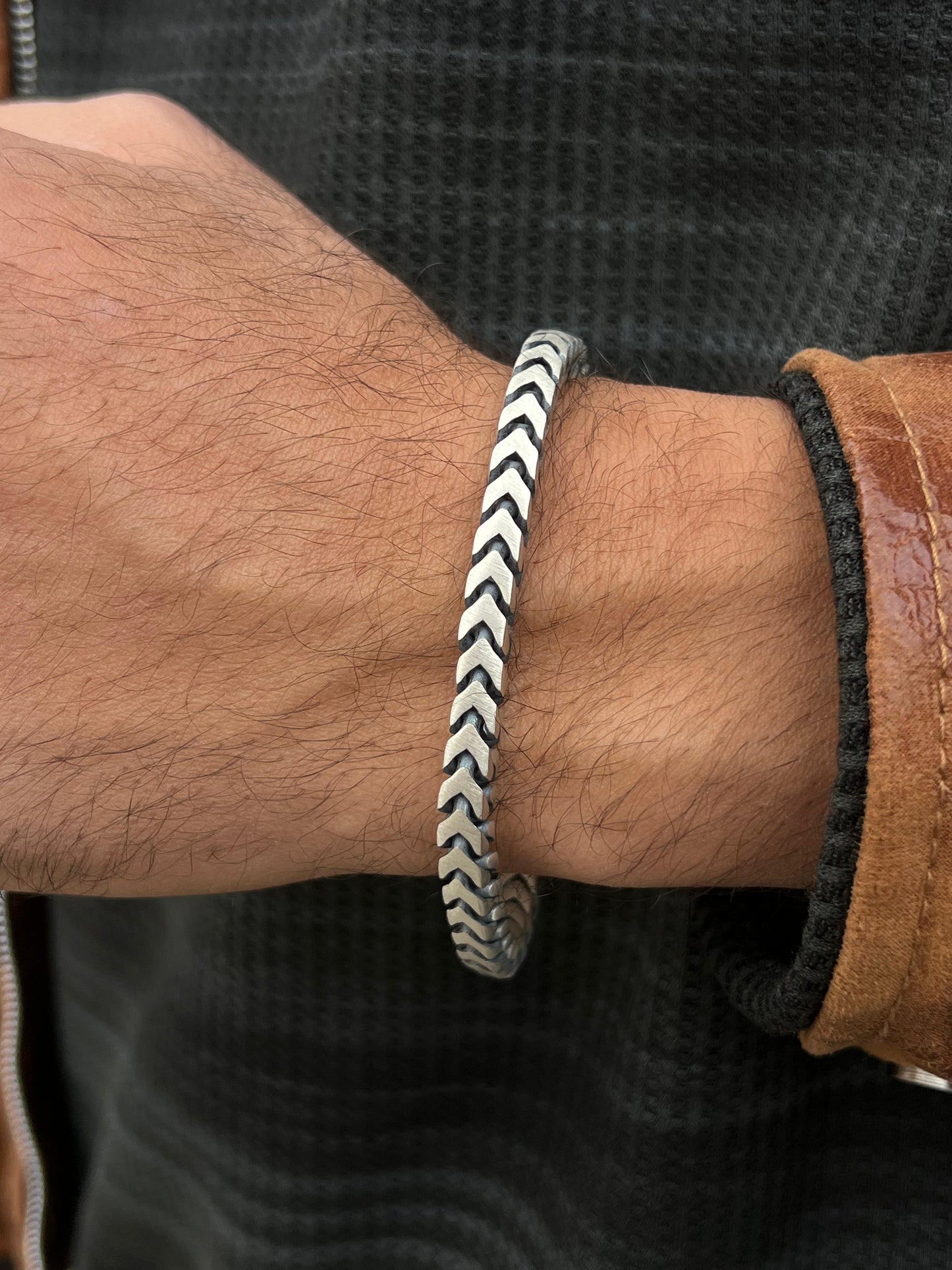 Cubic Arrow bracelet-for Men's Sterling Silver 925s (20cm-6mm)