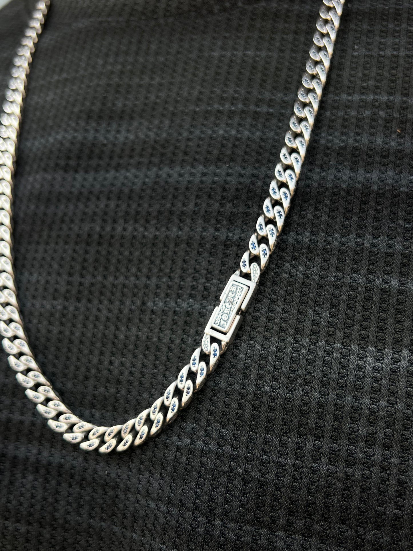 Midnight Grommet Necklace for Men's Sterling Silver 925s-(70cm-12mm)