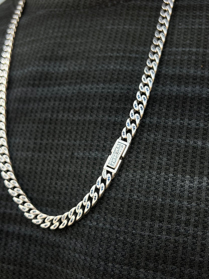 Midnight Grommet Necklace for Men's Sterling Silver 925s-(70cm-12mm)