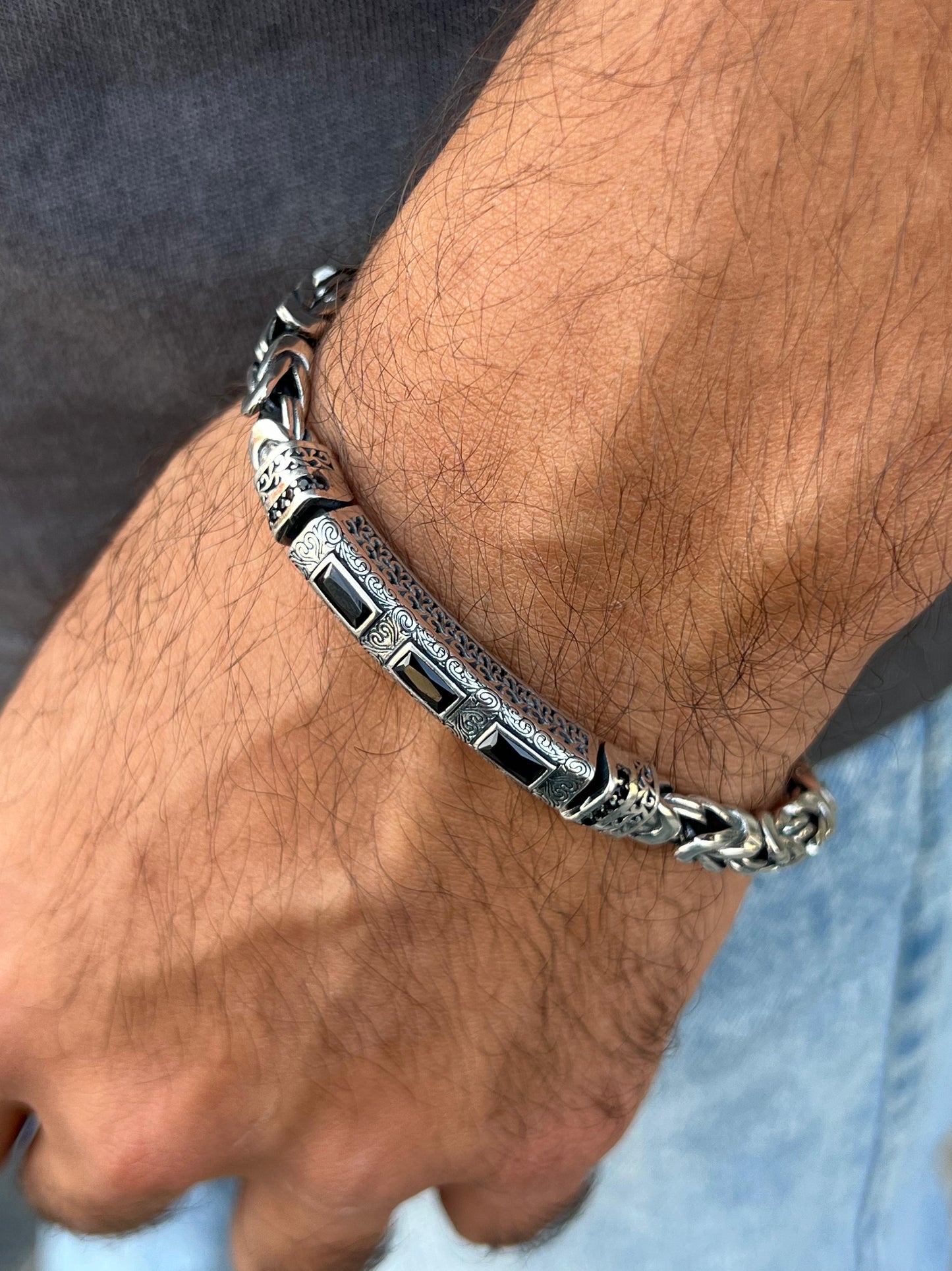 Masculine bracelet-for Men's Sterling Silver 925s (21cm-6mm)