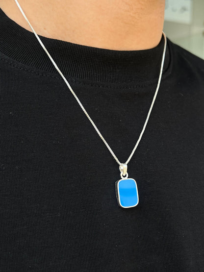 Blue Stone Necklace for Men's Sterling Silver 925s