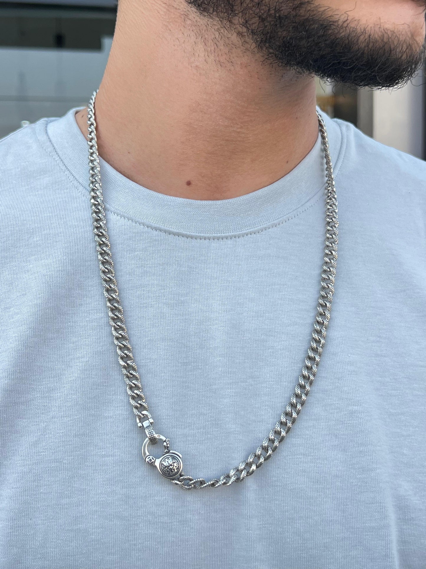 Engraved Grommet Necklace For Men Sterling Silver - 925