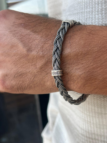 Viking Braided Chain Bracelet Sterling Silver 925s-(21cm-8mm)