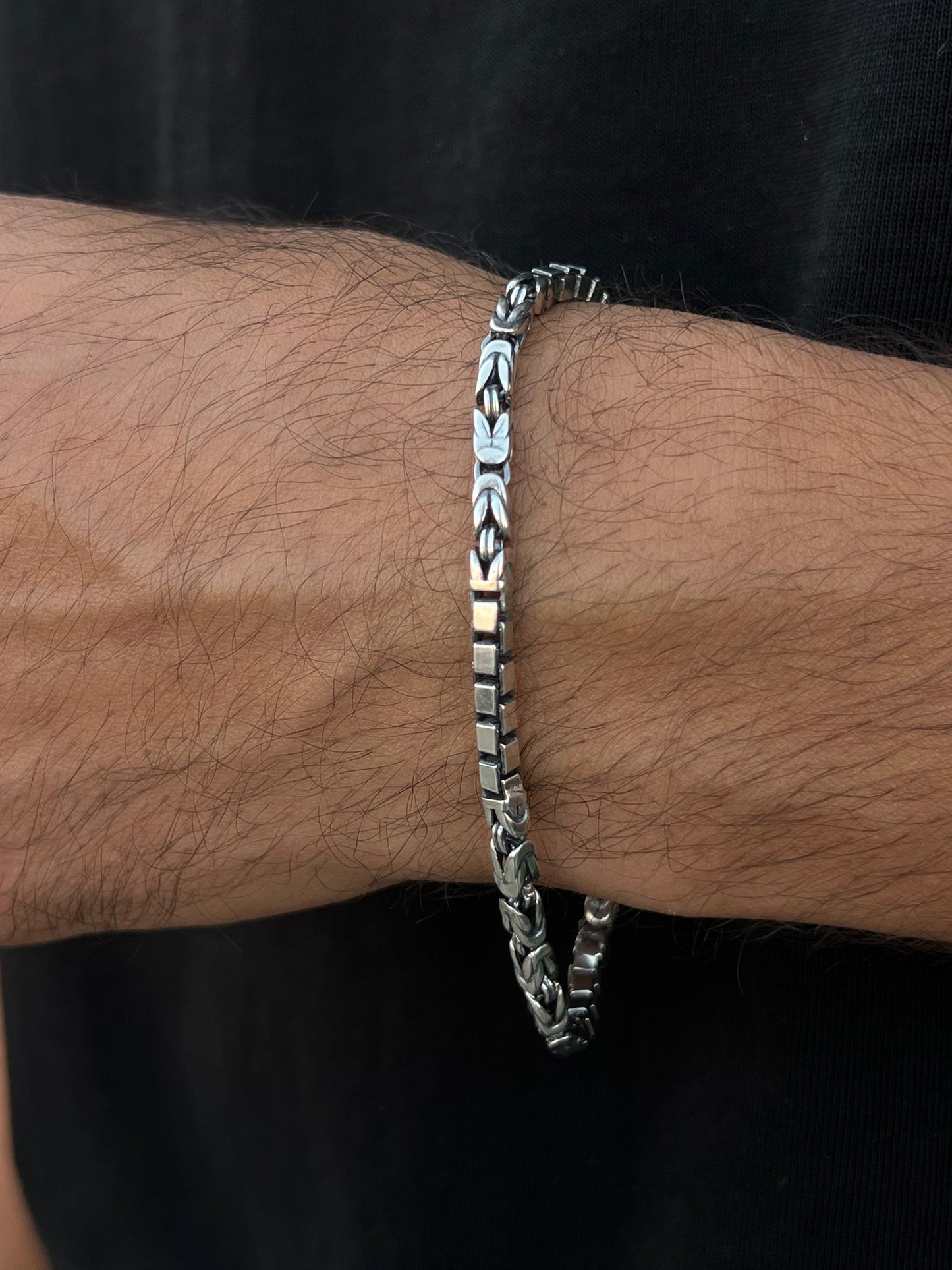 King+Box Bracelet for Men's Sterling Silver 925s-21.5cm