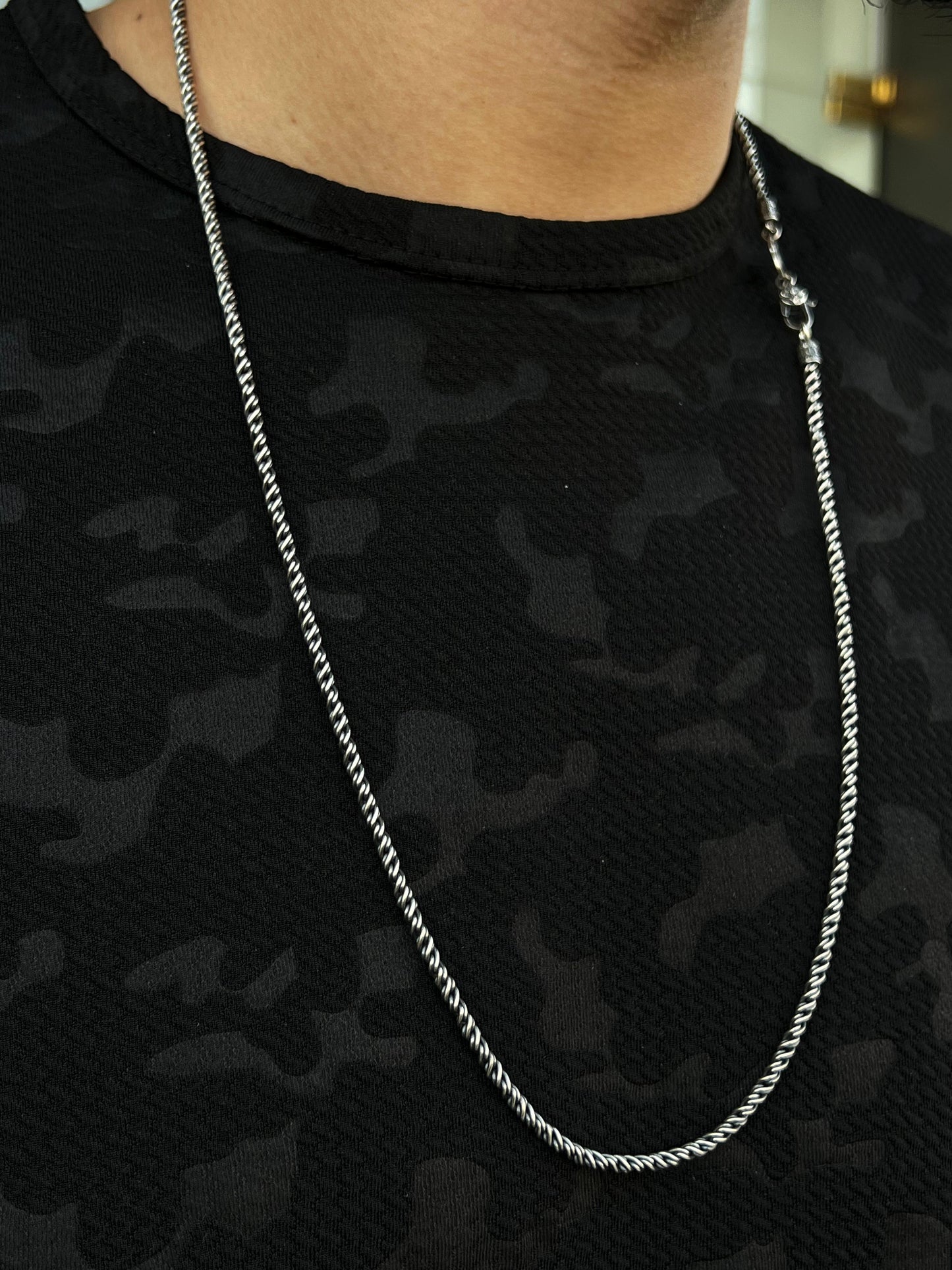 Wire Necklace for Men's Sterling Silver 925s-68cm-3mm