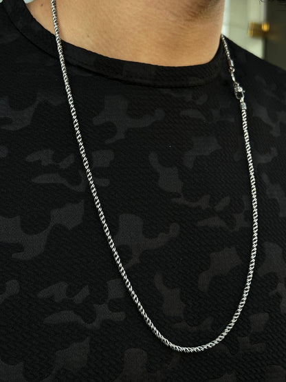 Wire Necklace for Men's Sterling Silver 925s-68cm-3mm