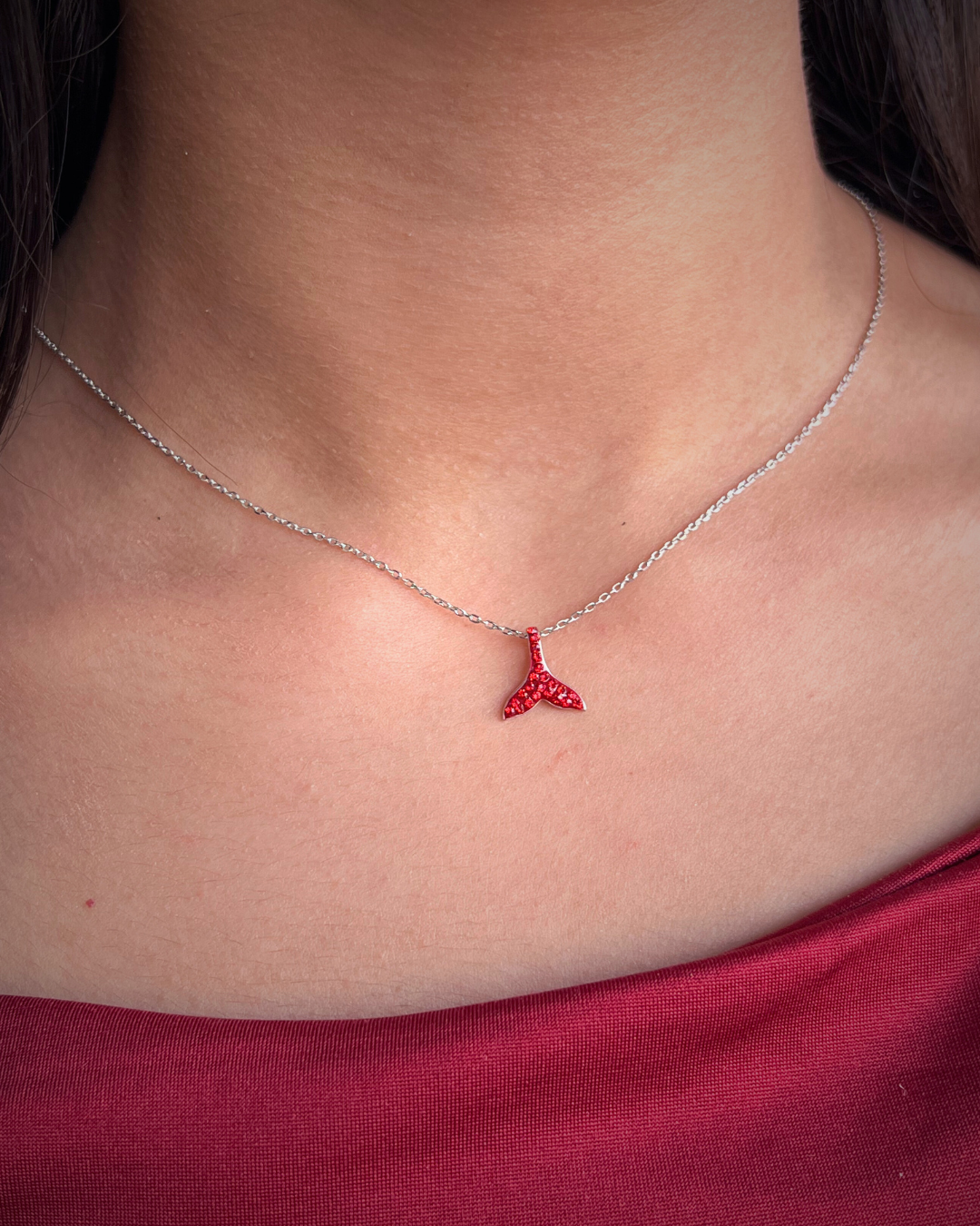 Red Mermaid Tail Necklace S925