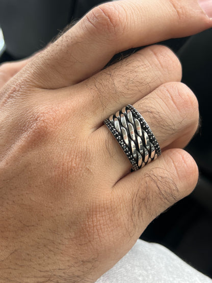 Zirconia Weave  Engagement Ring in Sterling Silver 925s