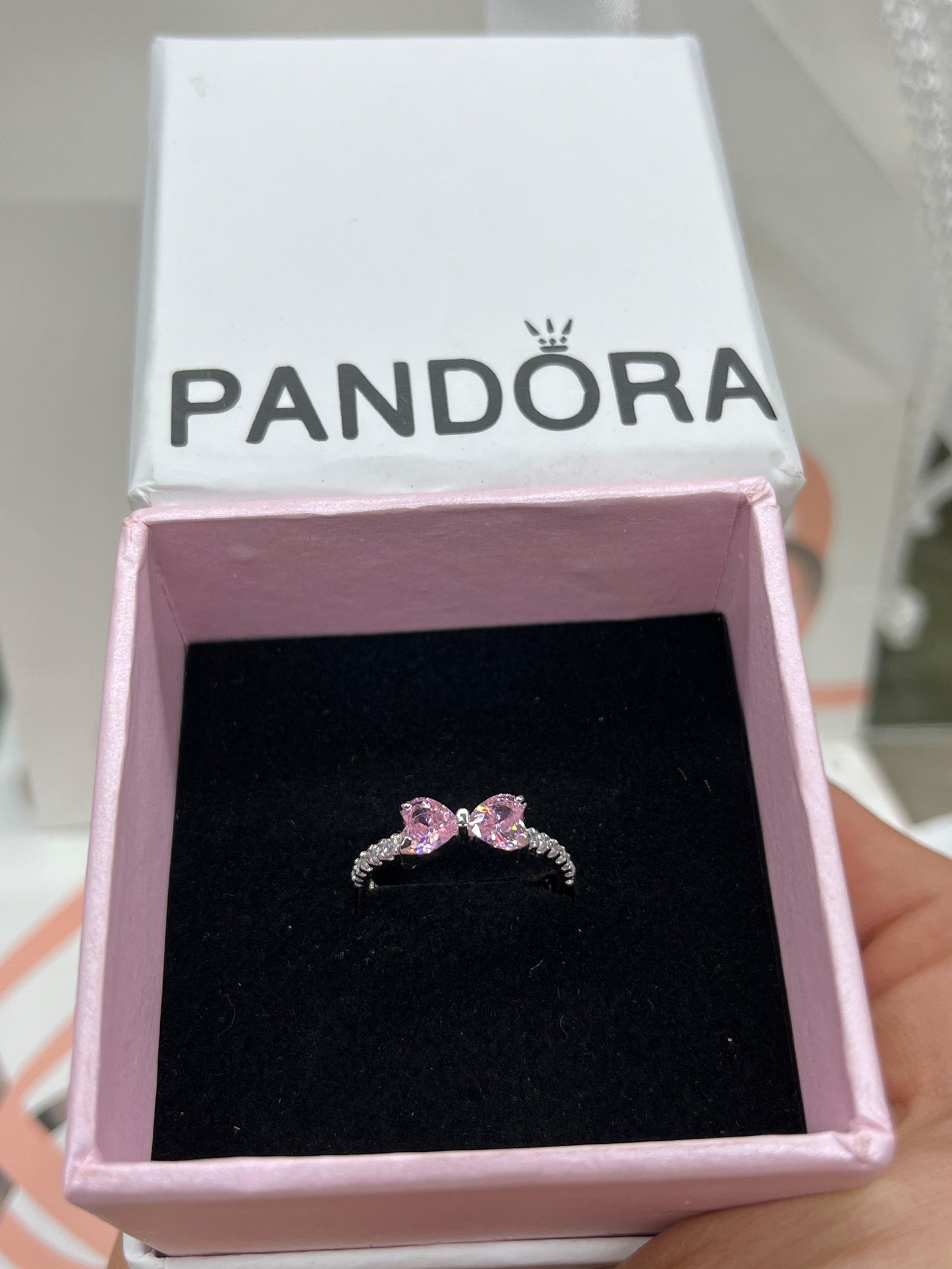 Women's Sparkling Pink Bow Ring