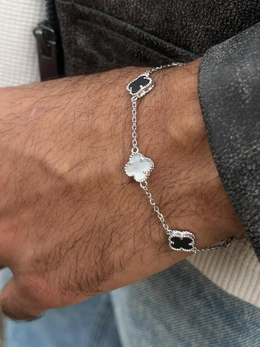 Black✖️White 5 Van Cleef Bracelet in Italian Silver S925