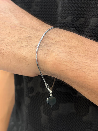 Oxidized Costie Bracelet With Onyx for Men's Sterling Silver 925s